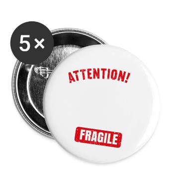 Achtung Ich bin jetzt 30 Fragile 30. Geburtstag - Buttons klein 25 mm (5er Pack) - Weiß - Vorne