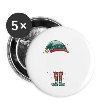 Weihnachten Partnerkostüm Bruder Elf Elfe Elfen - Buttons klein 25 mm (5er Pack) - Weiß - Vorne