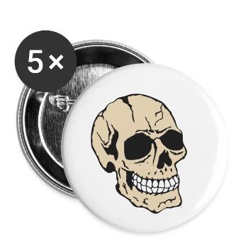 head of death skull halloween - Buttons small 1''/25 mm (5-pack) - white - Front