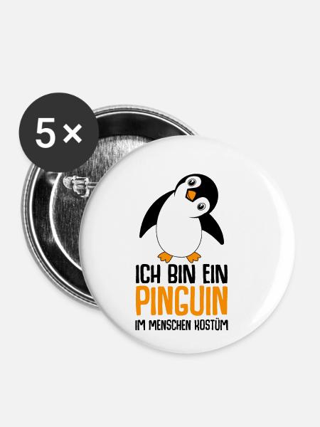 Pinguin - Buttons klein 25 mm (5er Pack) - Weiß