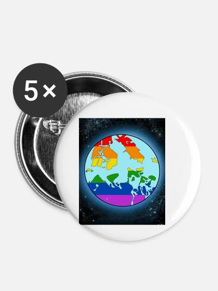 Lgbtq World - Buttons klein 25 mm (5er Pack) - Weiß