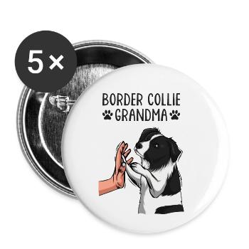 Border Collie Grand-mère Maîtresse de chien - Lot de 5 petits badges (25 mm) - blanc - Devant