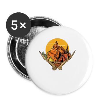 Red Deer I Deer Antler Hunter Hunting Motif for - Buttons small 1''/25 mm (5-pack) - white - Front