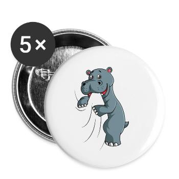 Hippopotamus - Buttons small 1''/25 mm (5-pack) - white - Front