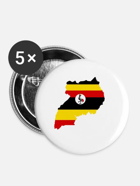 Uganda - Buttons klein 25 mm (5er Pack) - Weiß