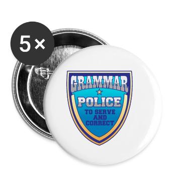 Deutsch Grammar Police pour servir et corriger - Lot de 5 petits badges (25 mm) - blanc - Devant