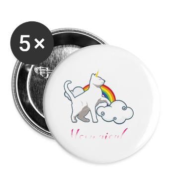 Katze Einhorn Unicorn Regenbogen Geschenk - Buttons klein 25 mm (5er Pack) - Weiß - Vorne