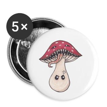 Mad Mushroom - Buttons small 1''/25 mm (5-pack) - white - Front