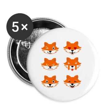 Renard - Lot de 5 petits badges (25 mm) - blanc - Devant