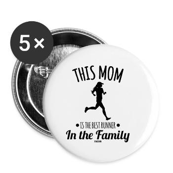 beste Mama joggen Running laufen - Buttons klein 25 mm (5er Pack) - Weiß - Vorne