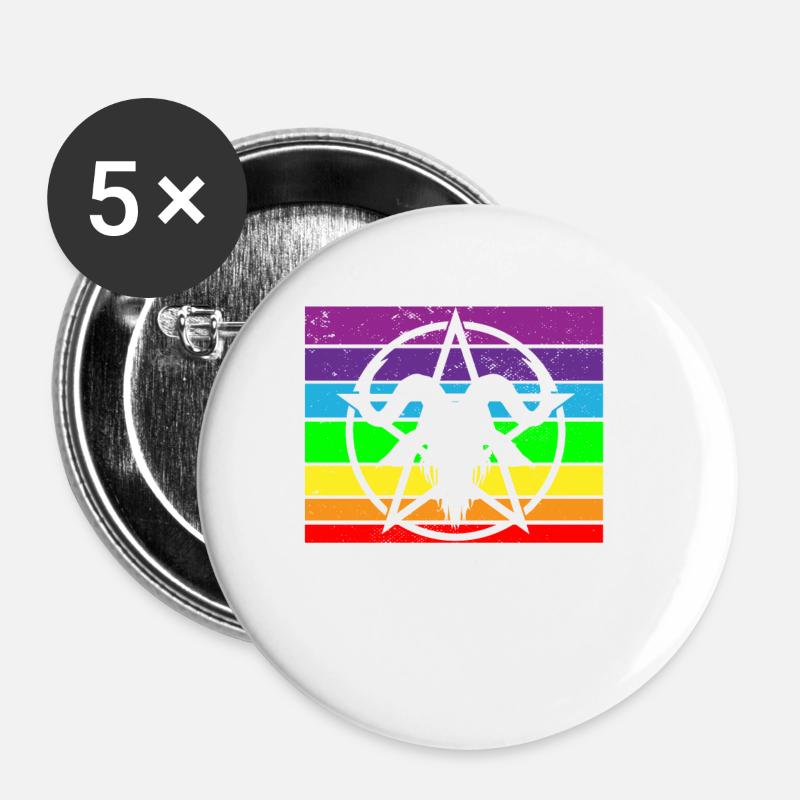 Satanisme I Sataniste I Satan Chèvre Arc-en-ciel Je ne le suis pas - Lot de 5 petits badges (25 mm) - blanc