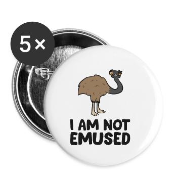 Funny emu lover I'm not thrilled - Buttons small 1''/25 mm (5-pack) - white - Front