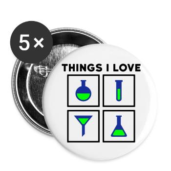 Choses que j’aime (flacon, éprouvette, entonnoir) - Lot de 5 petits badges (25 mm) - blanc - Devant