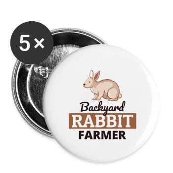 Hinterhof Kaninchen Landwirt Tierhaltung Farm Lustig - Buttons klein 25 mm (5er Pack) - Weiß - Vorne