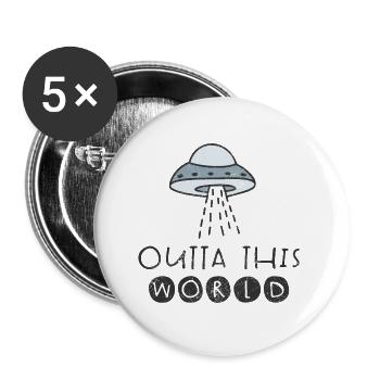 UFO SCIFI UFOS ALIENS WORLDS ALIEN SPACE MOTIF - Buttons small 1''/25 mm (5-pack) - white - Front