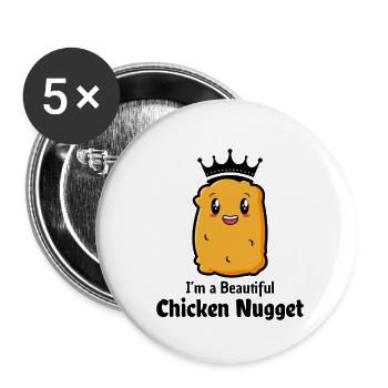 Chicken Nuggets Fast Food Lustiger Spruch - Buttons klein 25 mm (5er Pack) - Weiß - Vorne