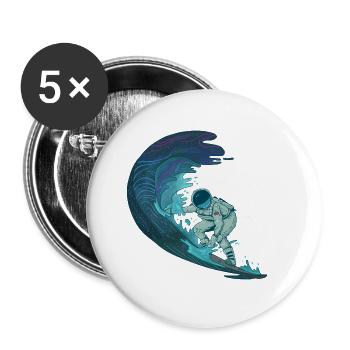 ASTRONAUT SPACE SURFER SURF SURFING SURF MOTIF - Buttons small 1''/25 mm (5-pack) - white - Front