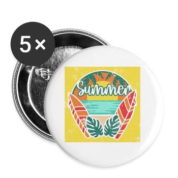 SURFER SURF LAC PLAGE VACANCES SURF SURF MOTIF - Lot de 5 petits badges (25 mm) - blanc - Devant