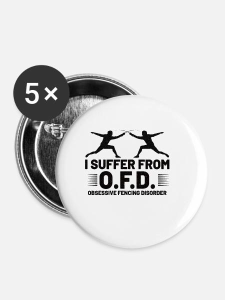 Fencing Fencer Fence - Buttons klein 25 mm (5er Pack) - Weiß