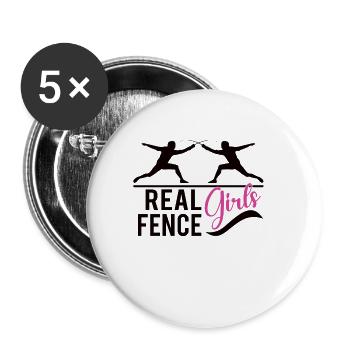 Female Fencing Girl Fencer Fence - Buttons small 1''/25 mm (5-pack) - white - Front