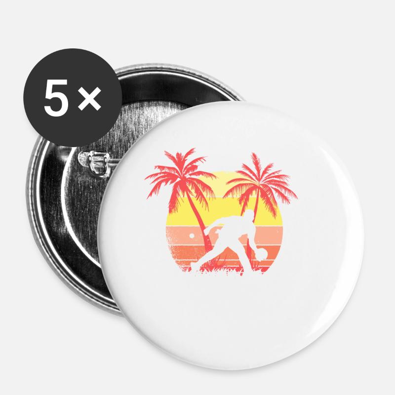 Baseball Player Catch Summer Sunset 80s Palm - Buttons small 1''/25 mm (5-pack) - white