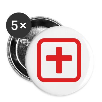 Japanese Number Ten 十 【Ju】 Kanji - Buttons small 1''/25 mm (5-pack) - white - Front