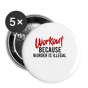 Bodybuilding Powerlifting Weightlifting Fitness - Buttons klein 25 mm (5er Pack) - Weiß - Vorne