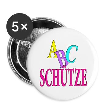 ABC Sagittaire étudiant rose École débutant - Lot de 5 petits badges (25 mm) - blanc - Devant