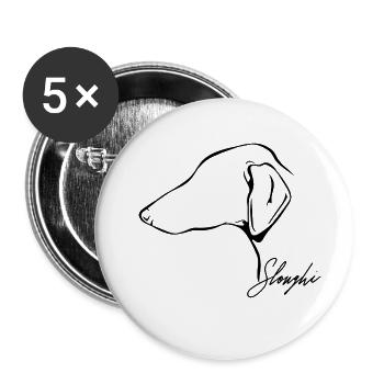 SLOUGHI Profil Hunde Hund Windhunde Wilsigns - Buttons klein 25 mm (5er Pack) - Weiß - Vorne