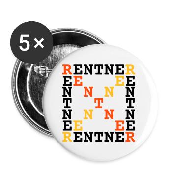 Rentner (waagerecht, senkrecht u. diagonal lesbar) - Buttons klein 25 mm (5er Pack) - Weiß - Vorne