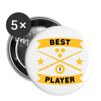 Best billiard player, Billardqueues, Billardkugeln - Buttons klein 25 mm (5er Pack) - Weiß - Vorne