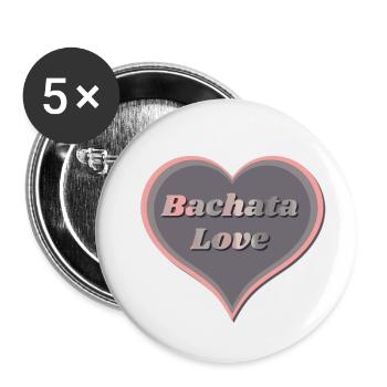 Bachata Love Heart for Dancers - Buttons small 1''/25 mm (5-pack) - white - Front