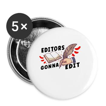 Author Writing Writer Literature - Buttons small 1''/25 mm (5-pack) - white - Front