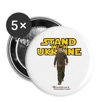 Ukraine Stand with Ukraine - Buttons small 1''/25 mm (5-pack) - white - Front