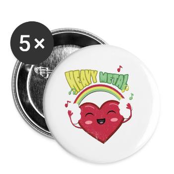 Heavy Metal Cute Heart - Buttons small 1''/25 mm (5-pack) - white - Front