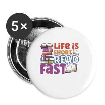 Book Reader Reading Literature Bookworm Gift Idea - Buttons small 1''/25 mm (5-pack) - white - Front
