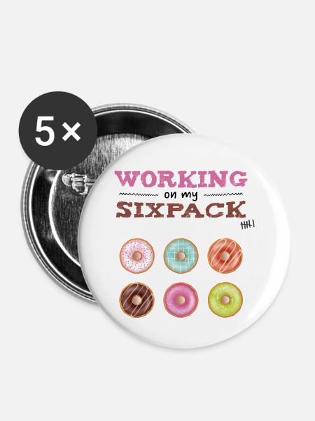 Working on my sixpack - Buttons klein 25 mm (5er Pack) - Weiß