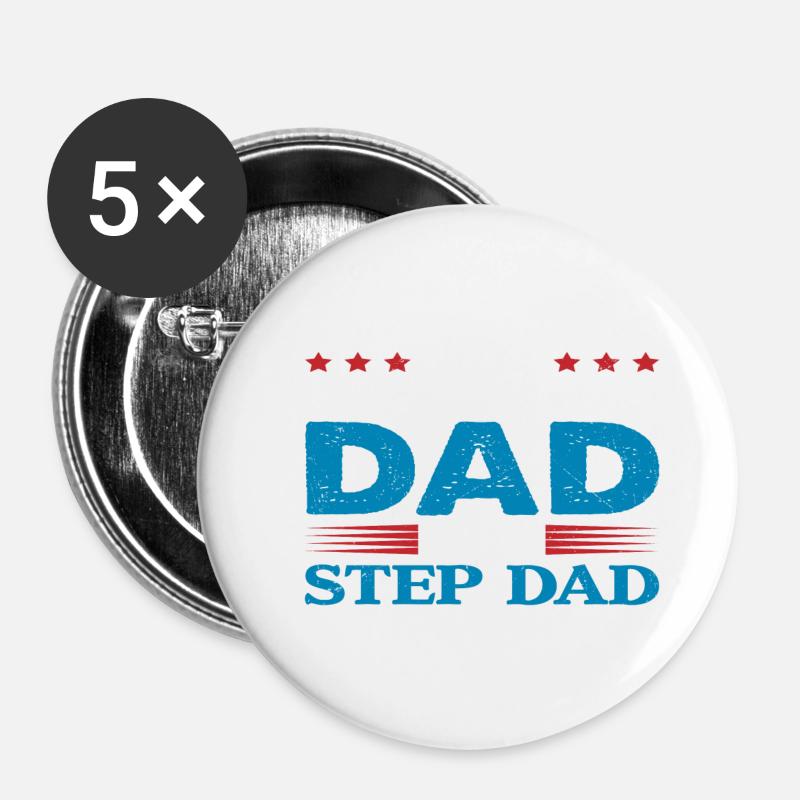 Stiefvater Papa - Buttons klein 25 mm (5er Pack) - Weiß
