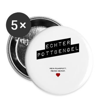 Echter Pottbengel - Buttons klein 25 mm (5er Pack) - Weiß - Vorne