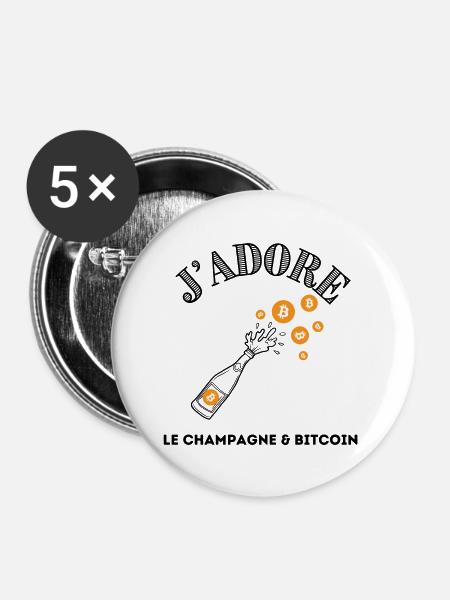Bitcoin-Blockchain - Buttons klein 25 mm (5er Pack) - Weiß