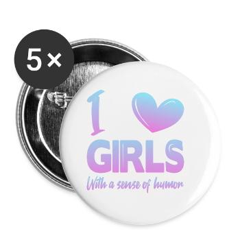 J’aime les filles - Lot de 5 petits badges (25 mm) - blanc - Devant