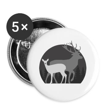 Hunting hunting doe deer - Buttons small 1''/25 mm (5-pack) - white - Front