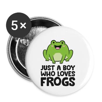 Juste un garçon qui aime les grenouilles - Lot de 5 petits badges (25 mm) - blanc - Devant