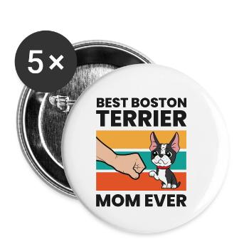 Beste Boston Terrier Mama aller Zeiten Lustiger - Buttons klein 25 mm (5er Pack) - Weiß - Vorne
