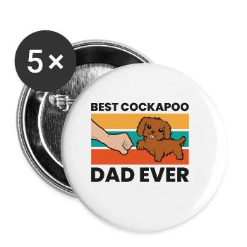 Best Cockapoo Dad Ever Funny Cockapoo Dog - Buttons small 1''/25 mm (5-pack) - white - Front