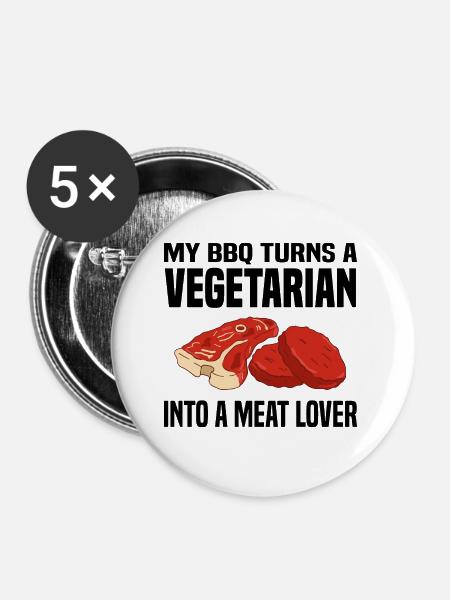 Fleisch Liebhaber - Buttons klein 25 mm (5er Pack) - Weiß