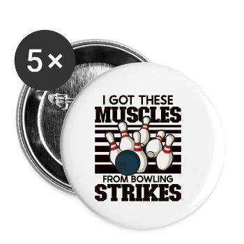 Lustige Bowling Team Bowler Strike Geschenkidee - Buttons klein 25 mm (5er Pack) - Weiß - Vorne