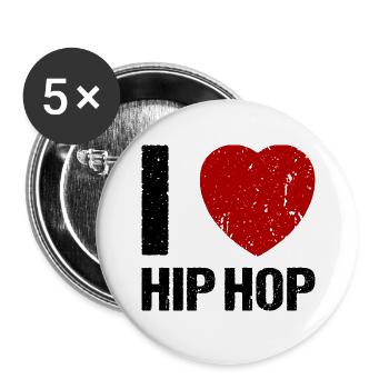 I love Hip Hop Musik - Buttons klein 25 mm (5er Pack) - Weiß - Vorne