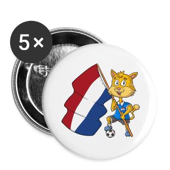 Chat fan hollandais - Lot de 5 petits badges (25 mm) - blanc - Devant