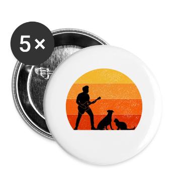 Bass Guitar Player Musician Bassist Cat Dog Animal - Buttons small 1''/25 mm (5-pack) - white - Front